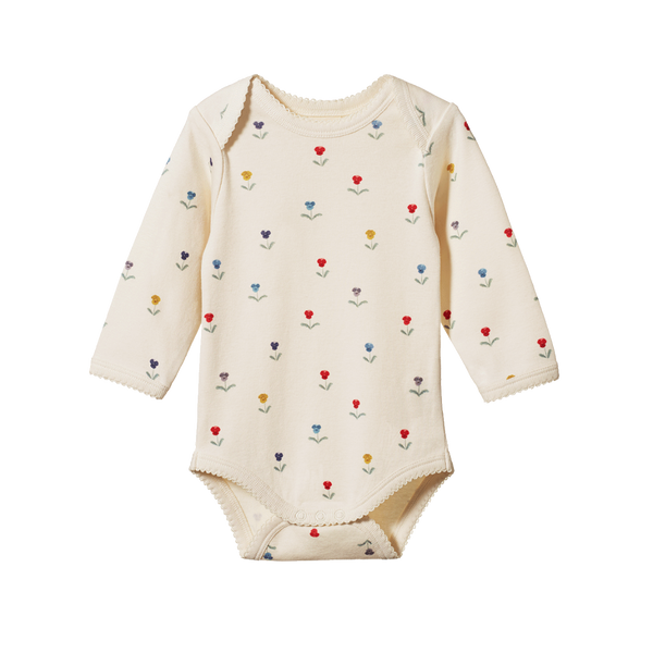 Nature Baby Long Sleeve Bodysuit in Delphine print