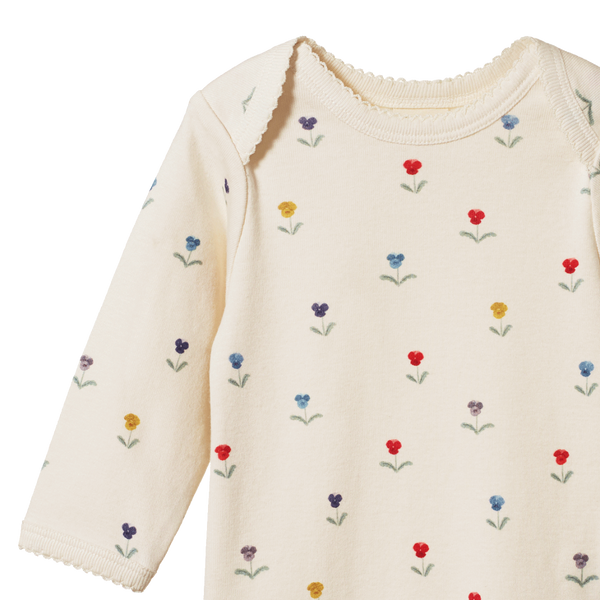 Nature Baby Long Sleeve Bodysuit in Delphine print