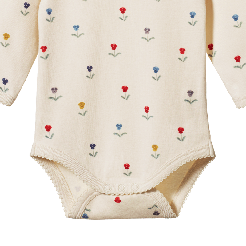 Nature Baby Long Sleeve Bodysuit in Delphine print