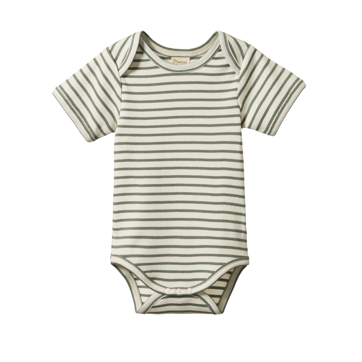 Nature Baby Short Sleeve Bodysuit in Nettle Sailor Stripe print