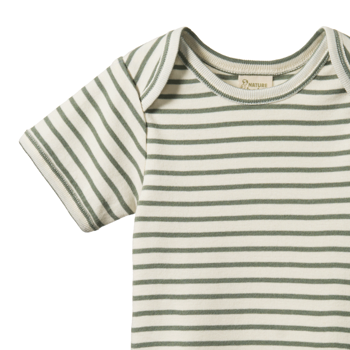 Nature Baby Short Sleeve Bodysuit in Nettle Sailor Stripe print