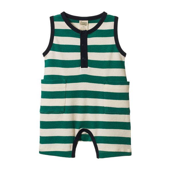 Nature Baby Camper suit in peppermint/navy stripe