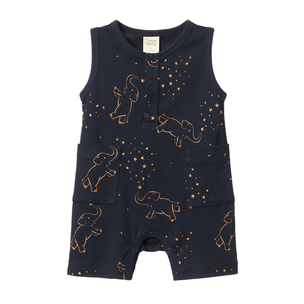 Nature Baby Camper suit in Fairground navy print