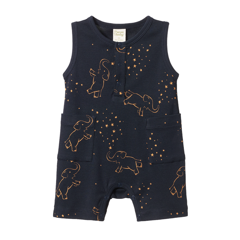 Nature Baby Camper suit in Fairground navy print
