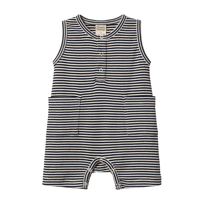 Nature Baby Camper suit in navy stripe