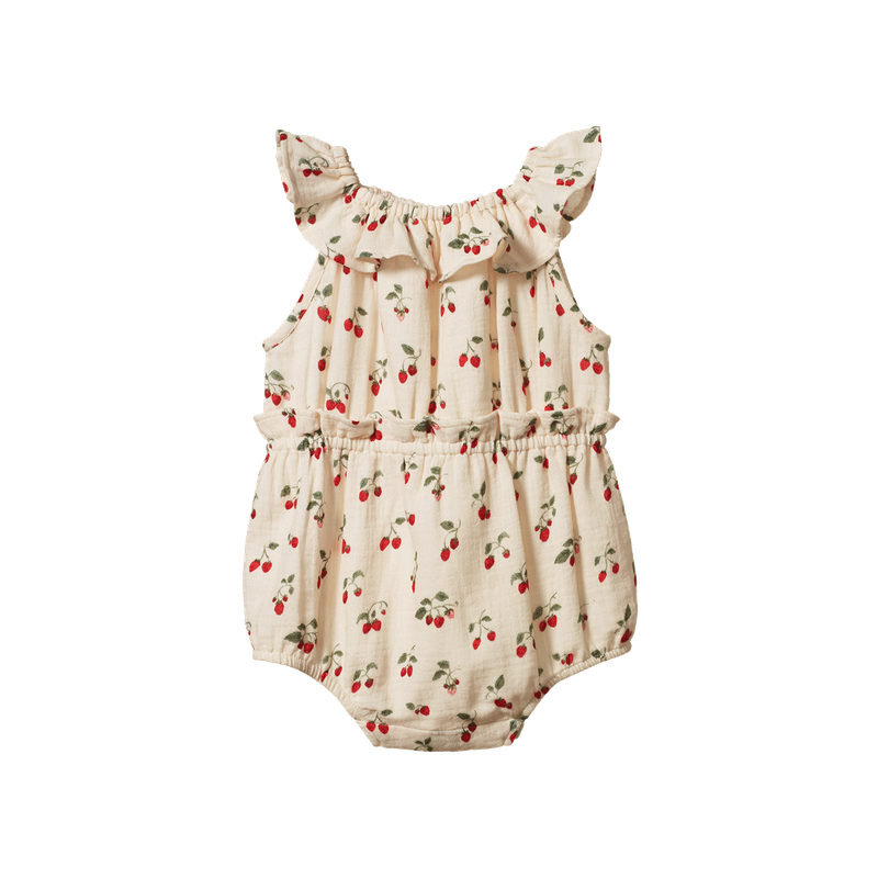 Nature Baby Plum suit in Strawberry blush print