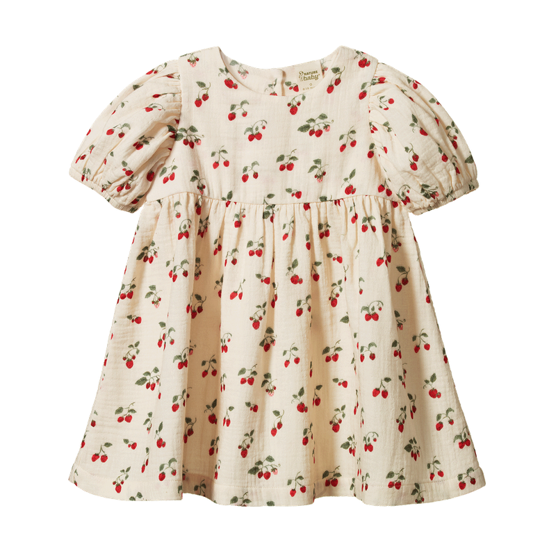 Nature Baby Albertine Dress in Strawberry blush print