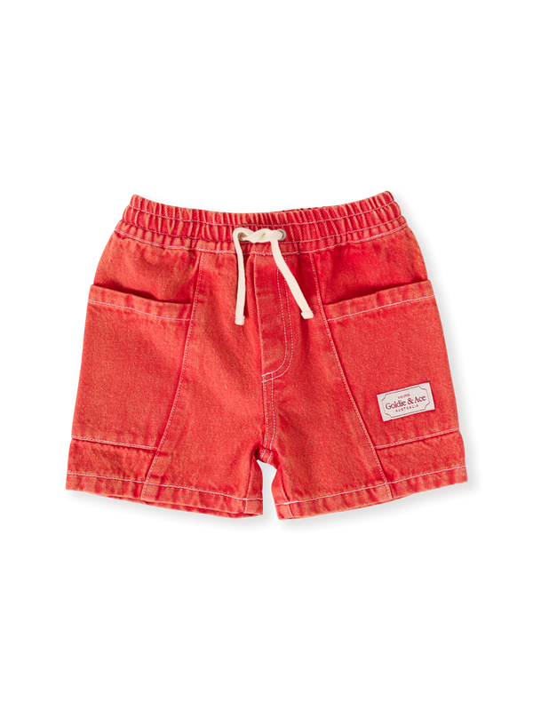 Goldie & Ace Noah denim pocket shorts apple red