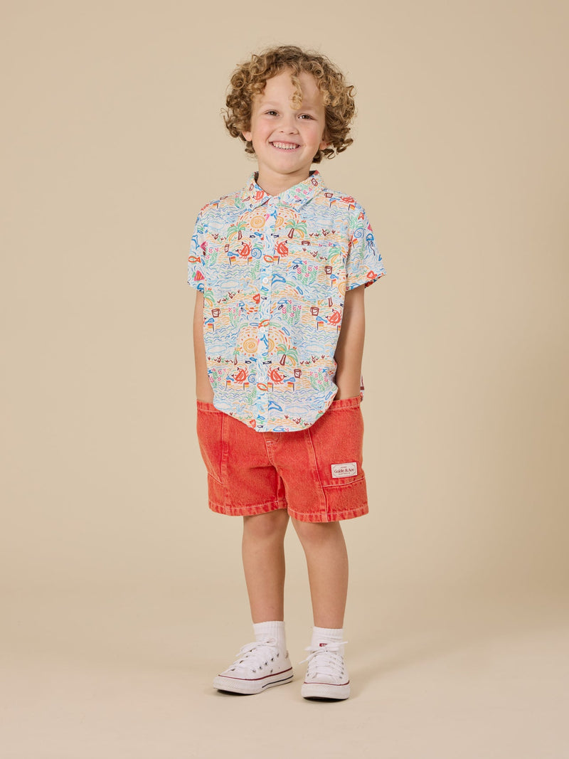 Goldie & Ace Noah denim pocket shorts apple red