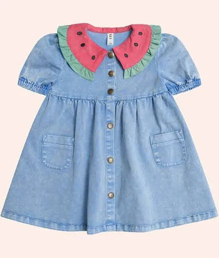 Huxbaby I Carried a Watermelon Denim Dress