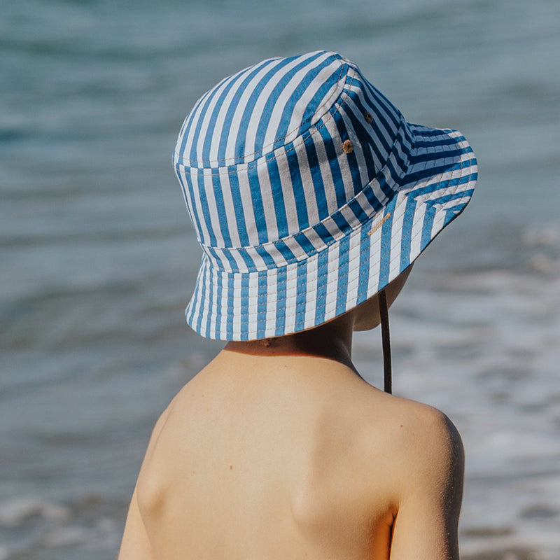 Crywolf reversible bucket hat in deep sea stripe