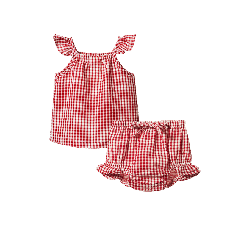 Nature baby Petal Set Gingham Red