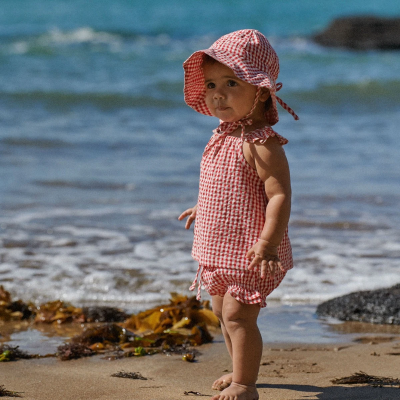 Nature baby Petal Set Gingham Red
