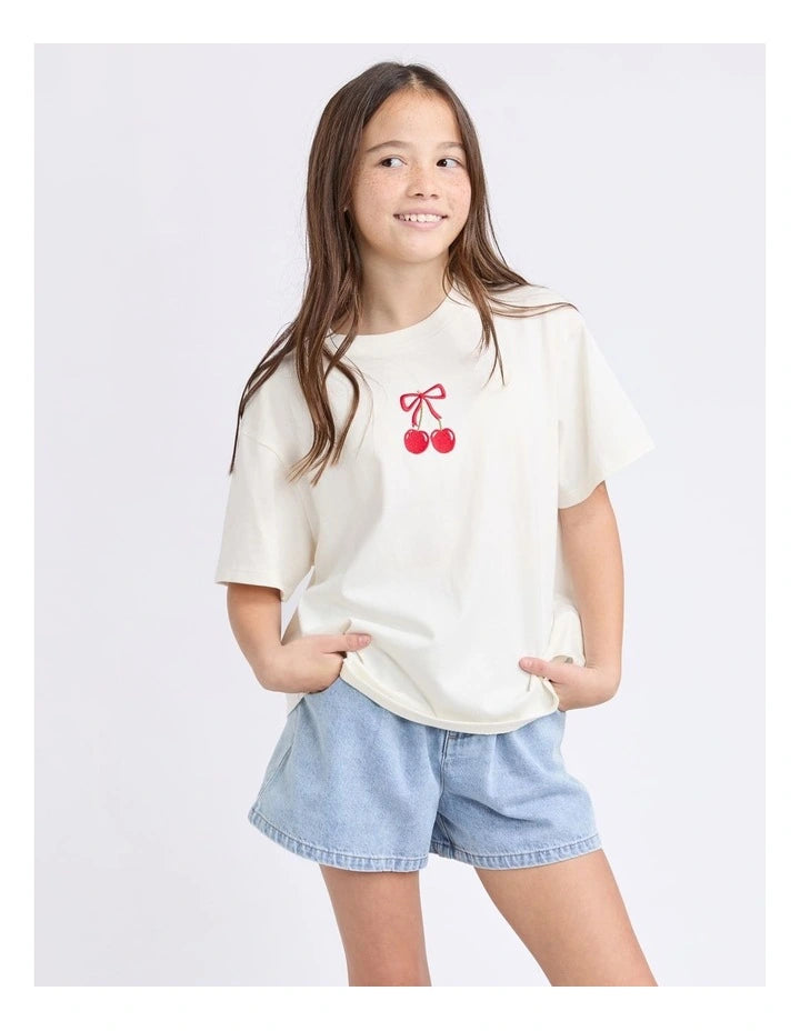 Eve Girl Sweet Cherry Tee White