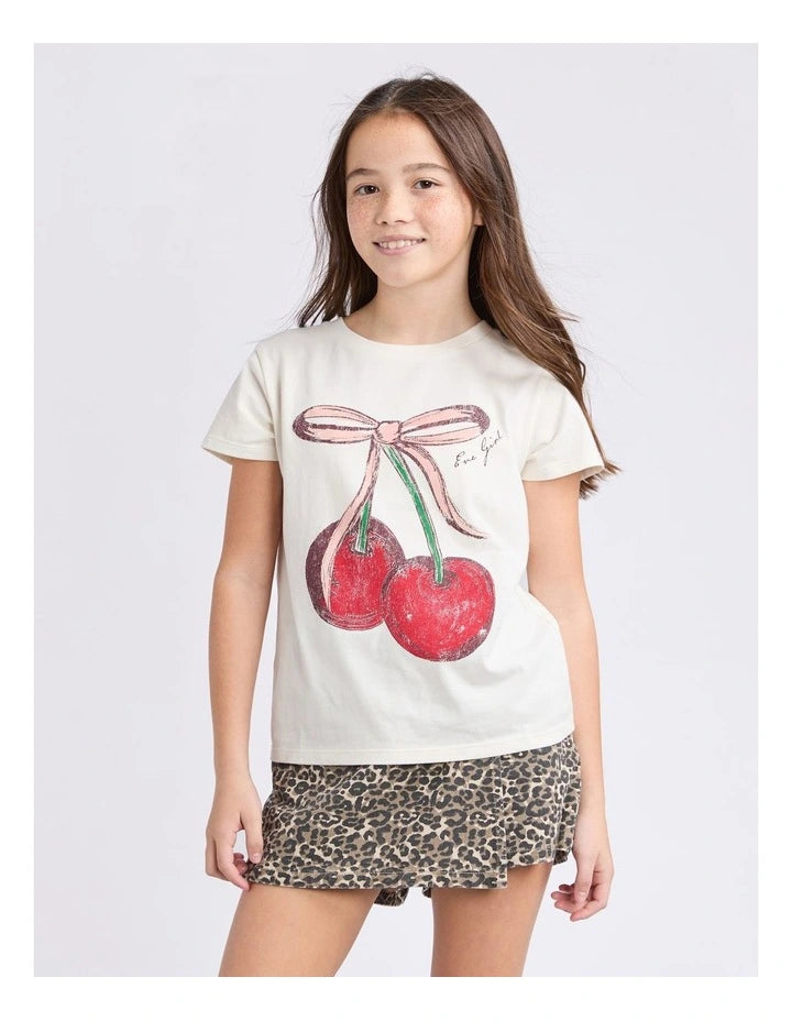Eve Girl Chloe Cherry Frill Tee White
