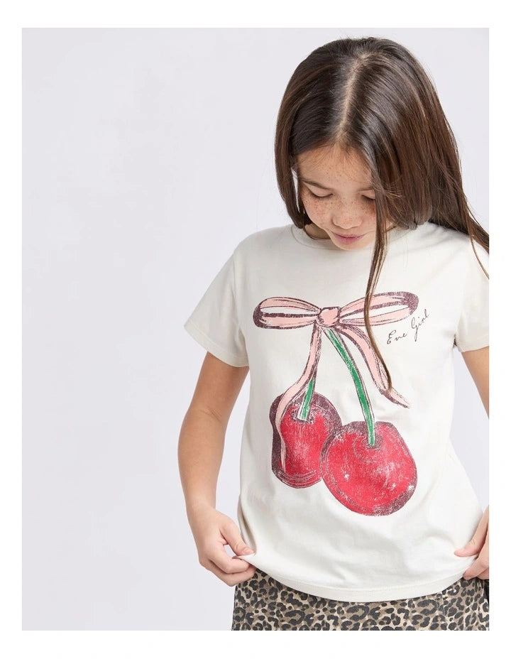 Eve Girl Chloe Cherry Frill Tee White
