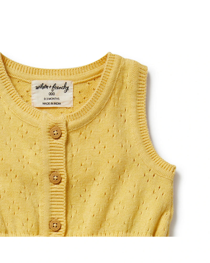 Wilson & Frenchy Sunny Sorbet Organic Knitted Tie Bodysuit