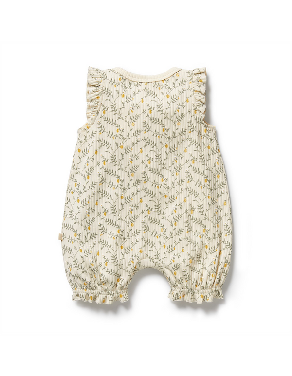 Wilson & Frenchy Lemon Leaf Organic Ruffle Zipsuit