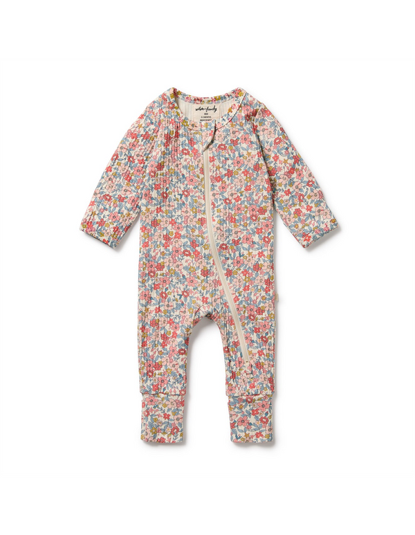 Wilson & Frenchy Summer Bloom Organic Zipsuit with Feet