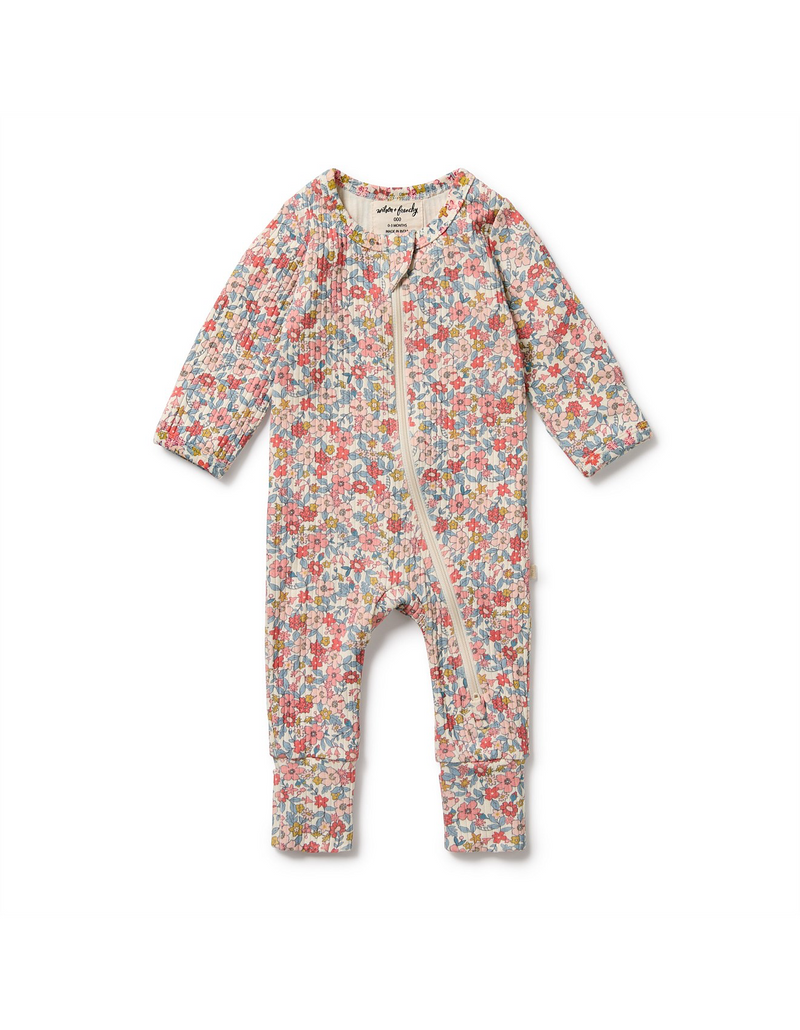 Wilson & Frenchy Summer Bloom Organic Zipsuit with Feet