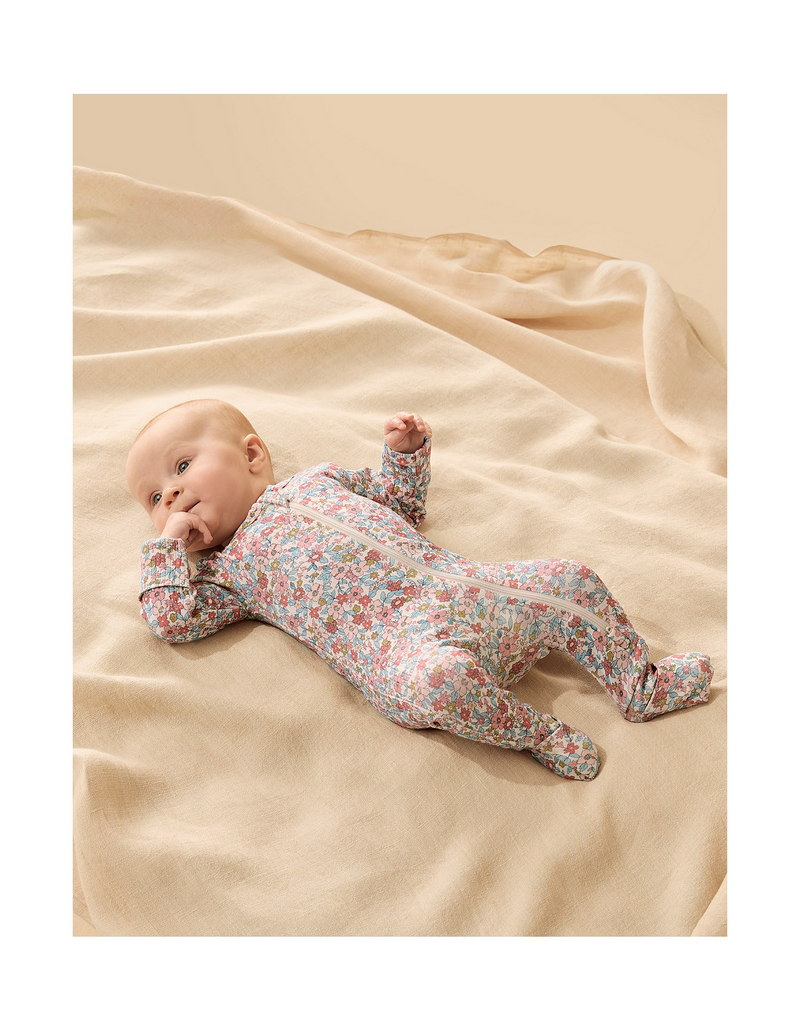 Wilson & Frenchy Summer Bloom Organic Zipsuit with Feet