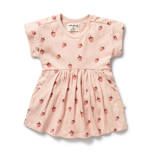 Wilson & Frenchy Organic Strawberry Kisses Organic Crinkle Dress