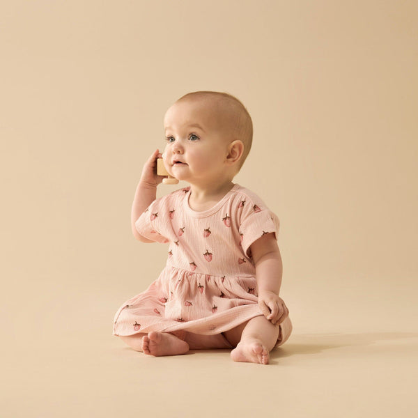 Wilson & Frenchy Organic Strawberry Kisses Organic Crinkle Dress