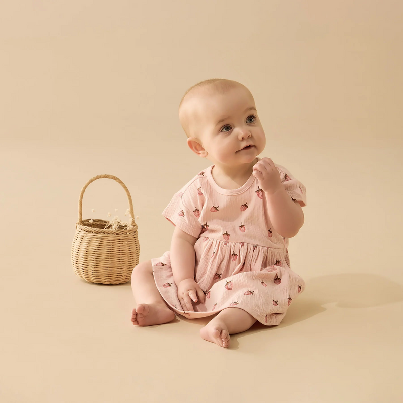 Wilson & Frenchy Organic Strawberry Kisses Organic Crinkle Dress