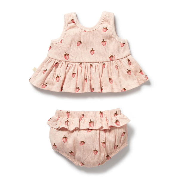 Wilson & Frenchy Strawberry Kisses Organic Crinkle Ruffle Set