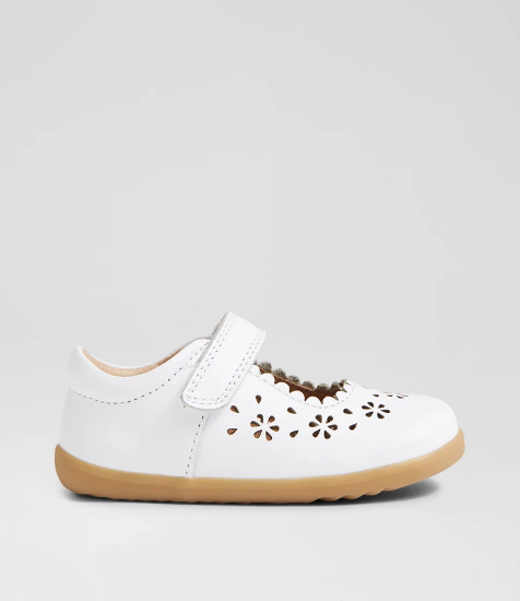 Bobux Step Up Tilly White Leather Flat Shoes