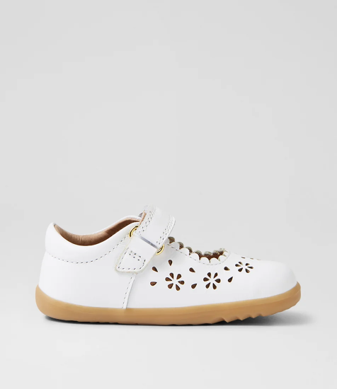 Bobux Step Up Tilly White Leather Flat Shoes