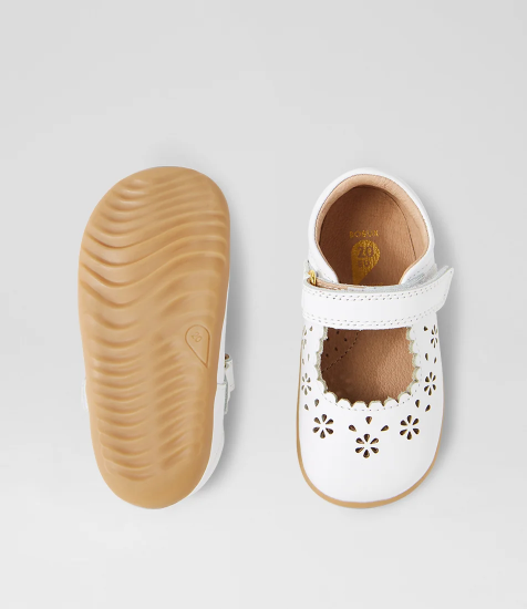 Bobux Step Up Tilly White Leather Flat Shoes