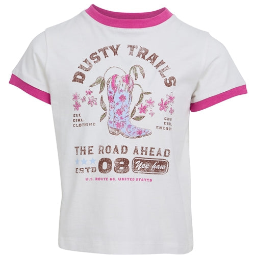 Eve Girl Cowgirl Ringer Tee in Vintage White