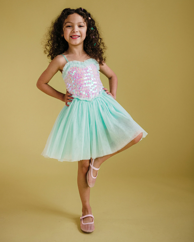 Rock Your Baby Shimmer Tulle Dress in Mint