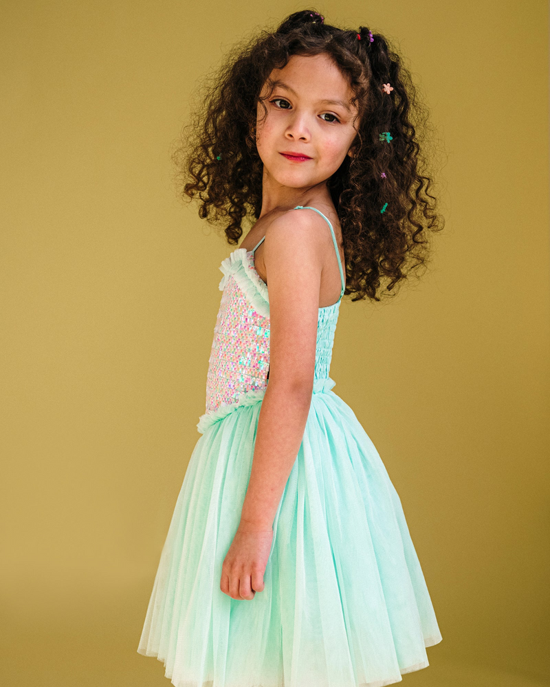 Rock Your Baby Shimmer Tulle Dress in Mint