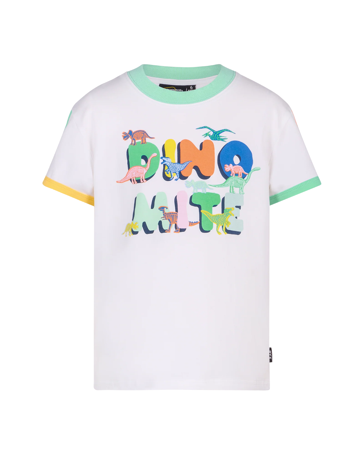 Rock Your Baby Dino Mite retro ringer tee in Cream