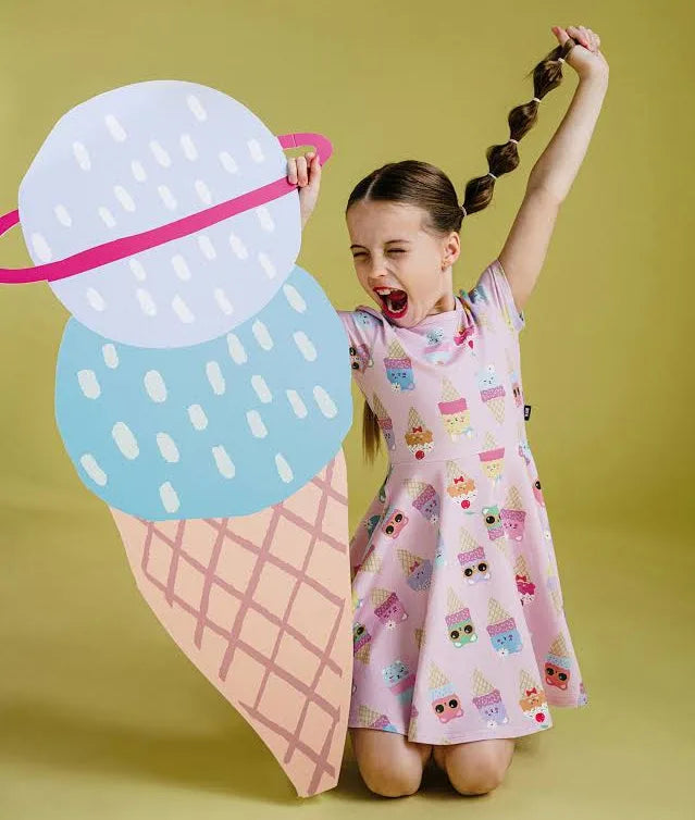 Rock Your Baby Waisted Dress in Ice Pink