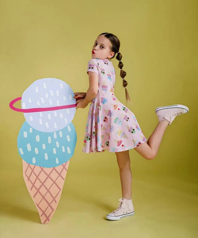 Rock Your Baby Waisted Dress in Ice Pink