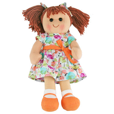 Hopscotch Collectible 35cm rag doll Olivia - Aqua Tangerine Dress