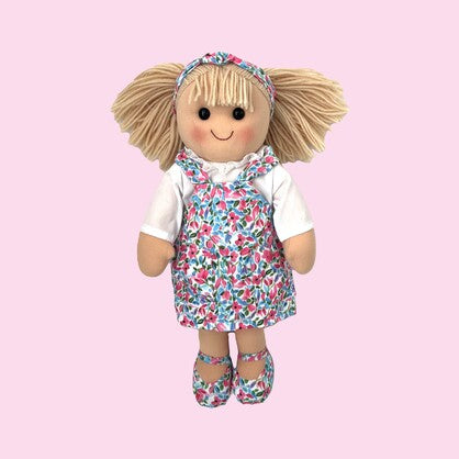 Hopscotch Collectible 35cm rag doll Charlotte - blue pink dress