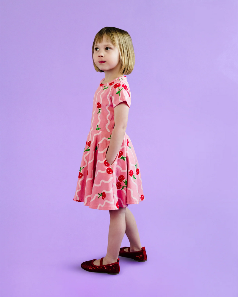 Rock Your Baby Waisted Dress in Cherry Coral