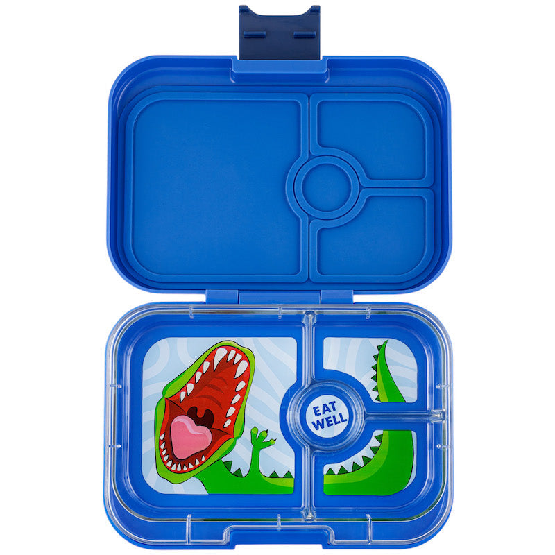 YumBox PANINO Bento Lunch Box Dinosaur Tray in Surf Blue
