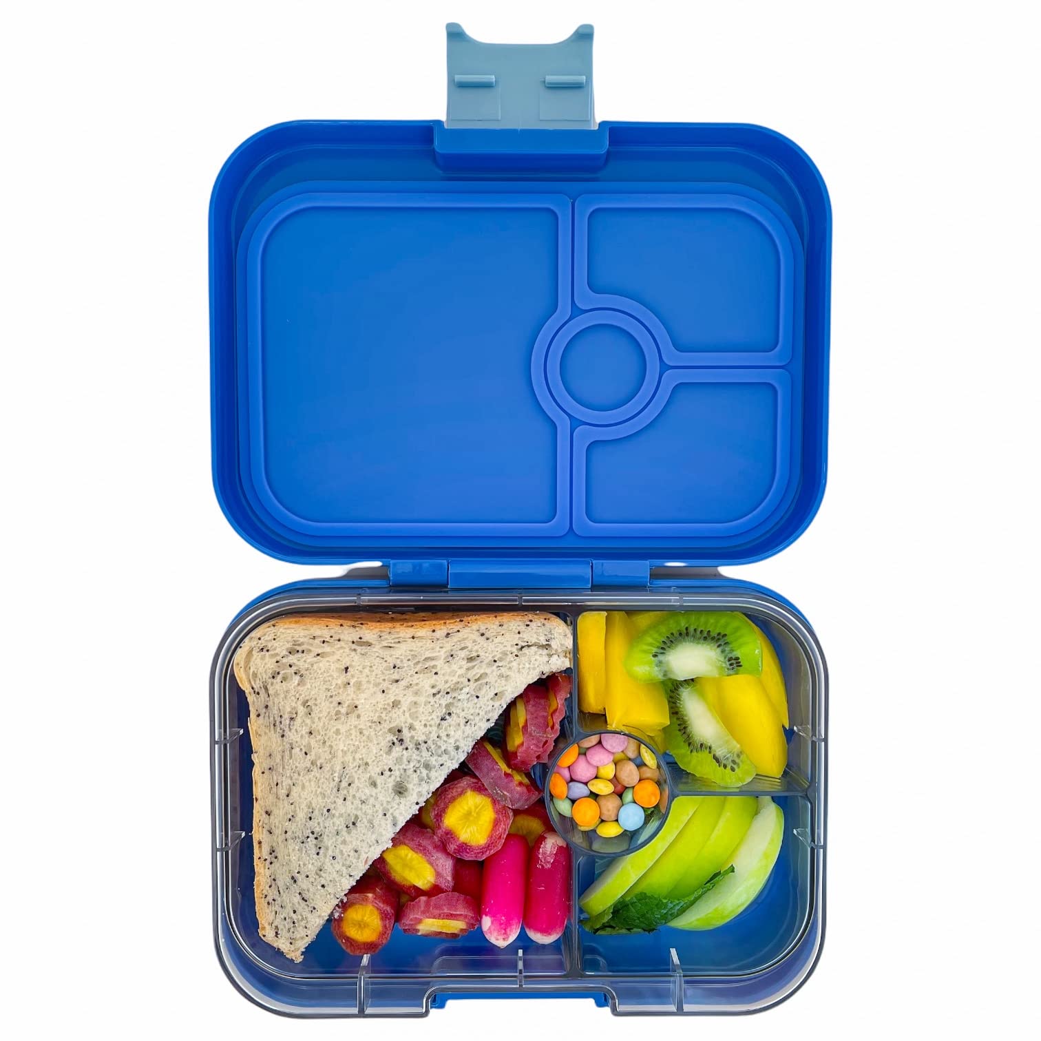 YumBox PANINO Bento Lunch Box Dinosaur Tray in Surf Blue
