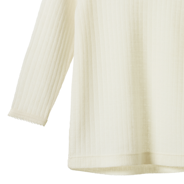Nature Baby Long Sleeve Marino Wool Pointelle Cloud Tee in Natural