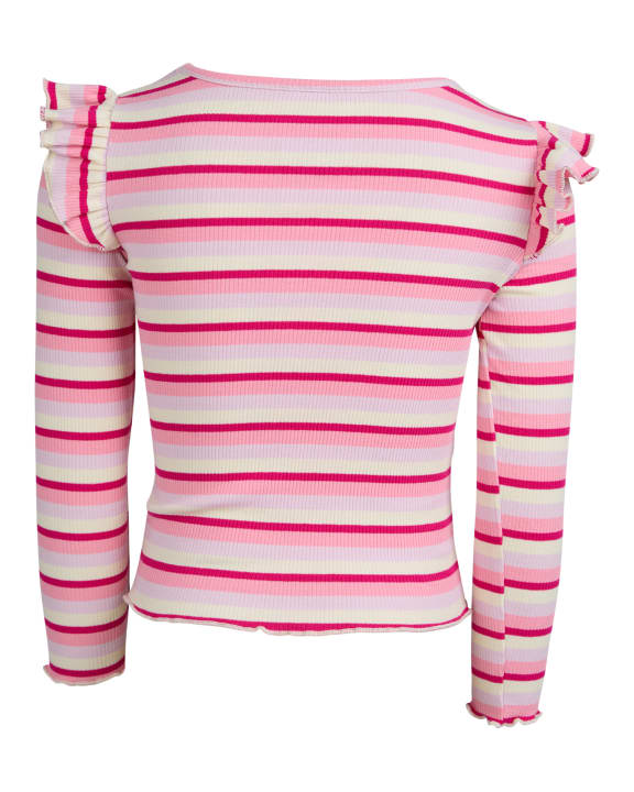 Eve Girl Annie Frill Long Sleeve Rib in Pink