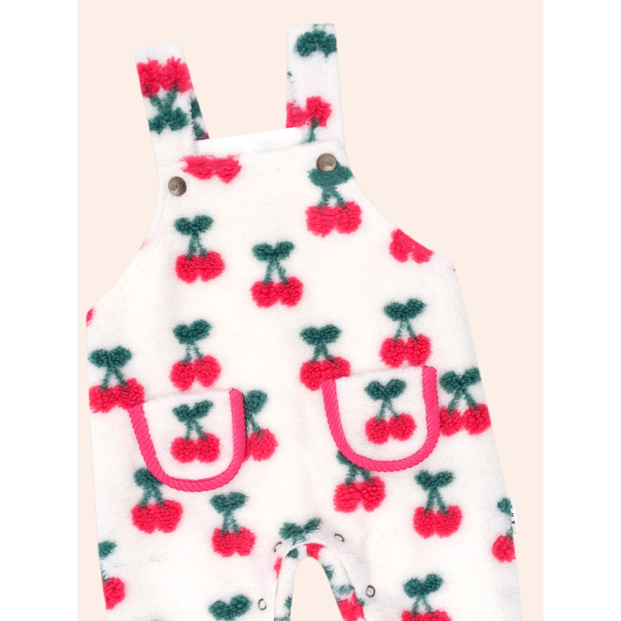 Huxbaby very cherry Sherpa overalls
