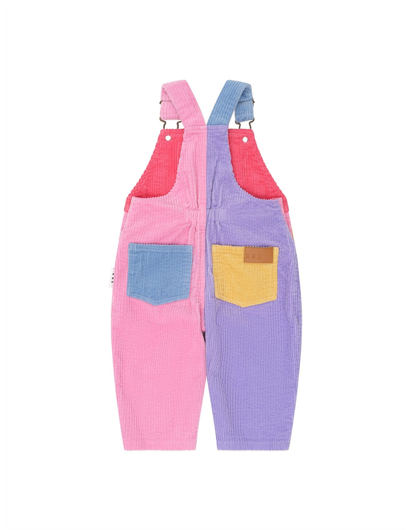 Huxbaby colour block girl cord overalls