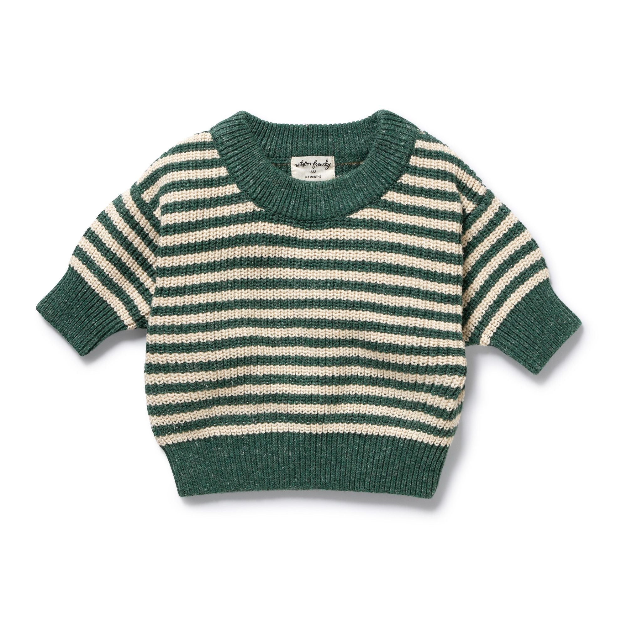 Wilson & Frenchy organic knitted stripe jumper clover in green