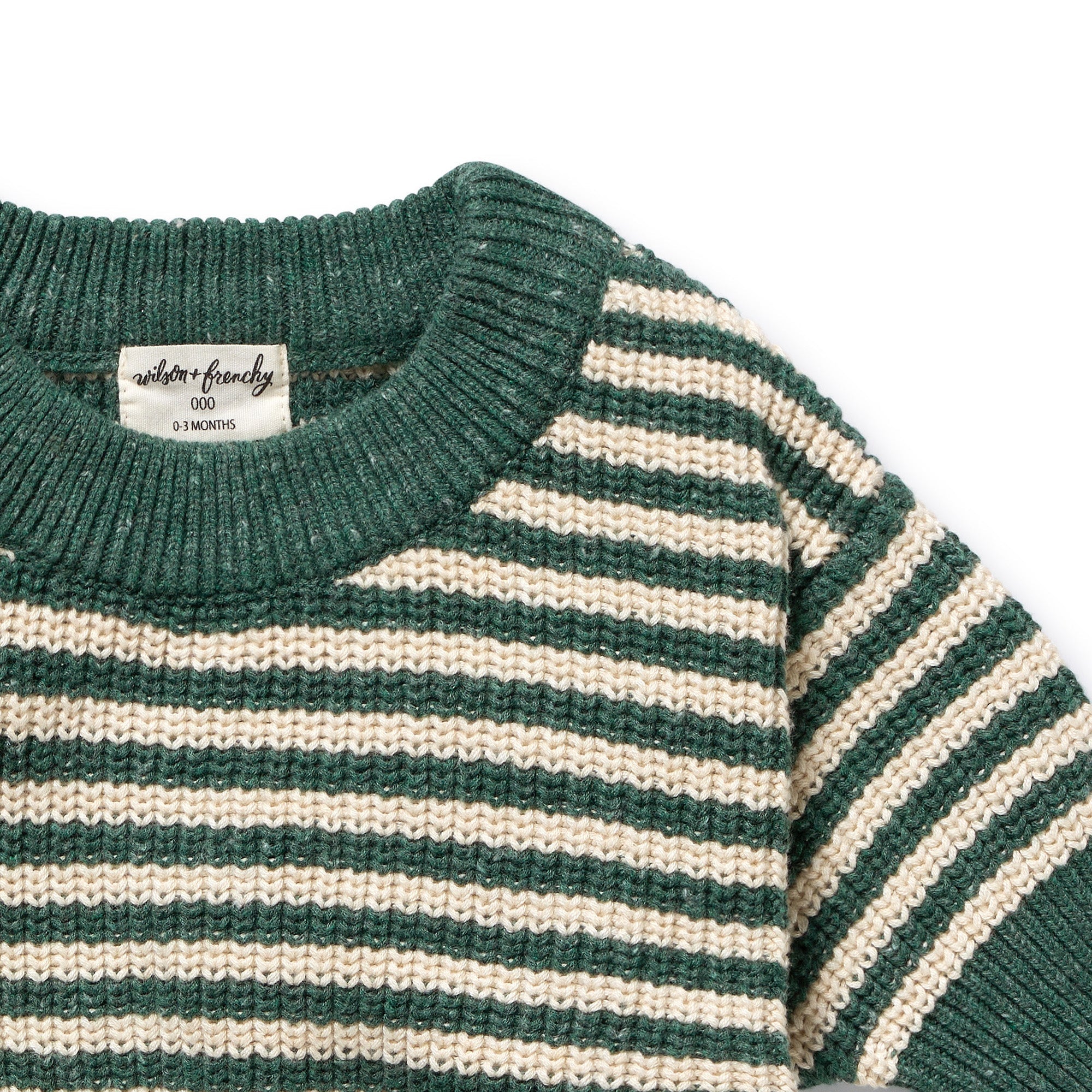 Wilson & Frenchy organic knitted stripe jumper clover in green