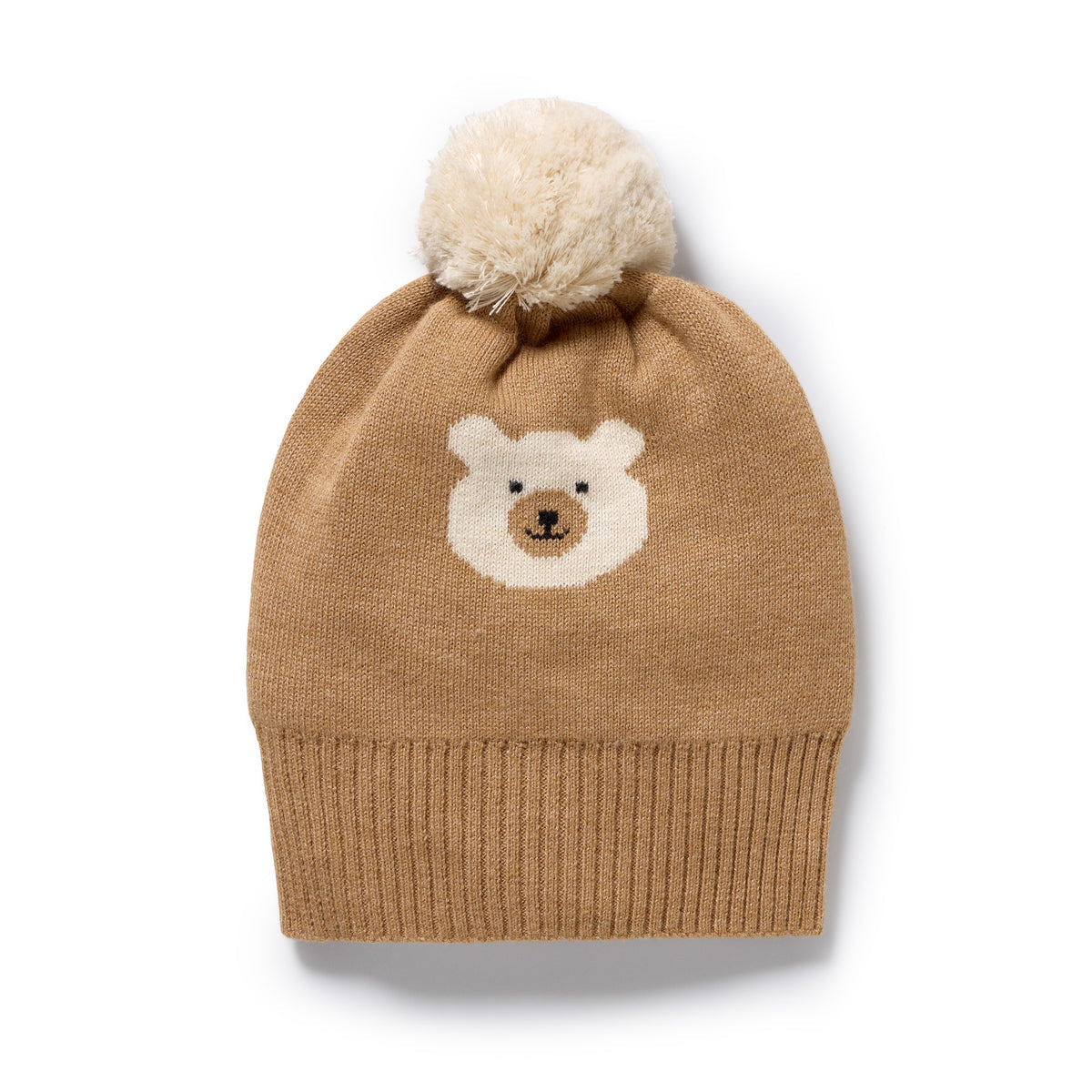 Wilson & Frenchy Beary Cute Organic Knitted Jacquard Hat Brown